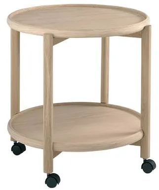 Thomsen Furniture Hudson gurulós asztal - Tölgy/Tölgy - Lakkozott tölgy - Ø55 cm