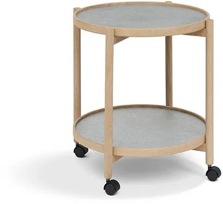 Thomsen Furniture James tálcaasztal - Tölgy/Kőhatás sötétszürke/Gránitszürke kő Ø50 cm
