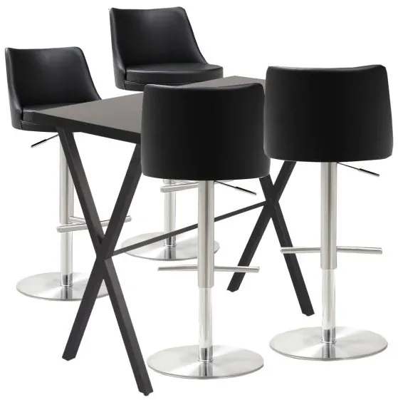 Homeville Bárasztal szett Grappa/Luna bárszék fekete/króm