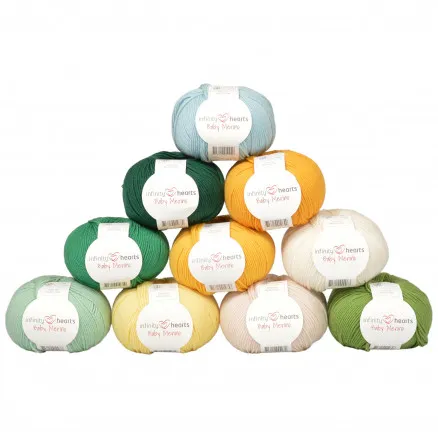 Infinity Hearts Baby Merino fonalcsomag 14 zöld és sárga árnyalatban - 10 db - Infinity Hearts Baby Merino fonalcsomag 14 zöld és sárga árnyalatban