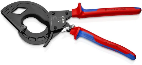 Knipex kábelprés (kézi, 3 fokozatú) kézi mechanizmussal, műanyag szigetelt fogantyúkkal, 320 mm