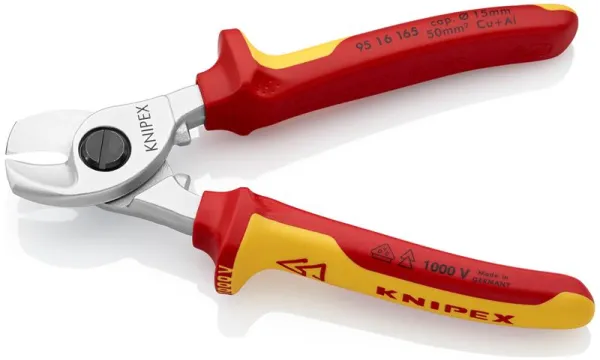 Knipex szigetelt kábelvágó fogó, VDE szigetelt 165 mm