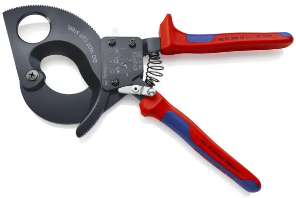Knipex kábelvágó olló (vágórendszer) réz pengével, műanyag fogantyúval, 280 mm