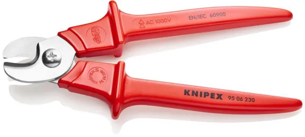 Knipex kábelvágó fogó műanyag fogantyúval, szigetelt, VDE tanúsítvánnyal, 230 mm