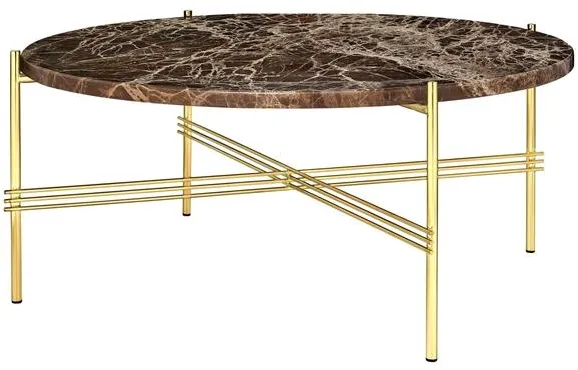 GUBI TS Dohányzóasztal Kerek Ø80 Sárgaréz/Barna Emperador Márvány