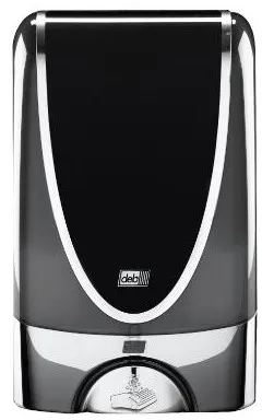 Deb Stoko adagoló, érintésmentes, fekete műanyag króm szegéllyel, 1,2 L